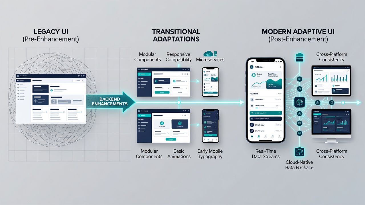 Mobile and desktop views of adapted newsletter interfaces post backend enhancements with integrated analytics and streamlined publishing workflows